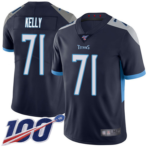 Tennessee Titans Limited Navy Blue Men Dennis Kelly Home Jersey NFL Football #71 100th Season Vapor Untouchable->women nfl jersey->Women Jersey